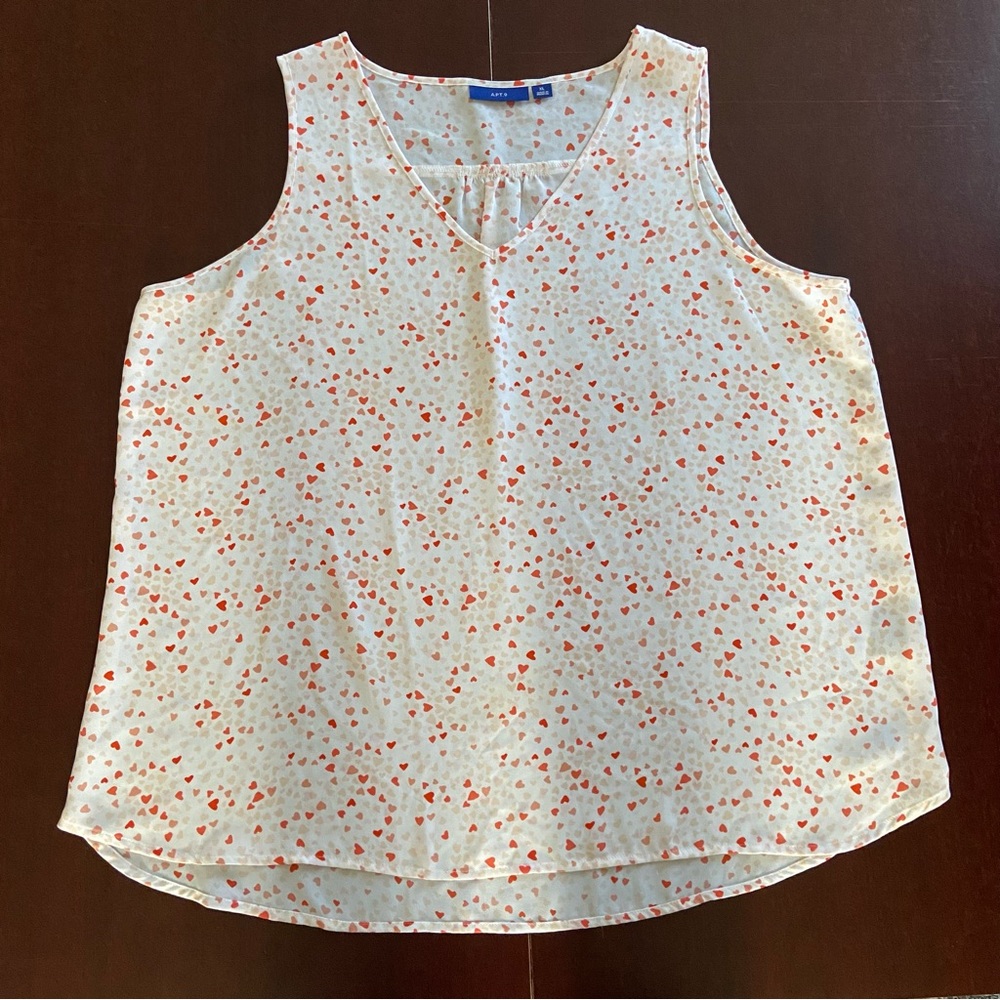 Apt. 9 Heart Shaped Designed V-Neck Blouse Tank Top sz XL